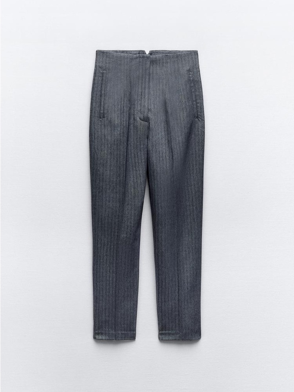 Zara High Rise Trousers Indigo Blue with Melange Effect Pants Size Small - Picture 4 of 7